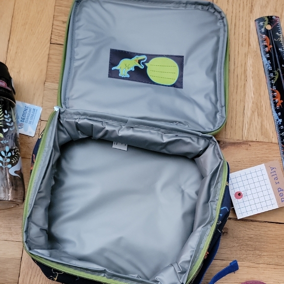 BUNDLE/3-ITEMS/Kids Dinosaur Lunch Bag and Water Bottle & Rule - Navy Multicolor - Picture 9 of 11